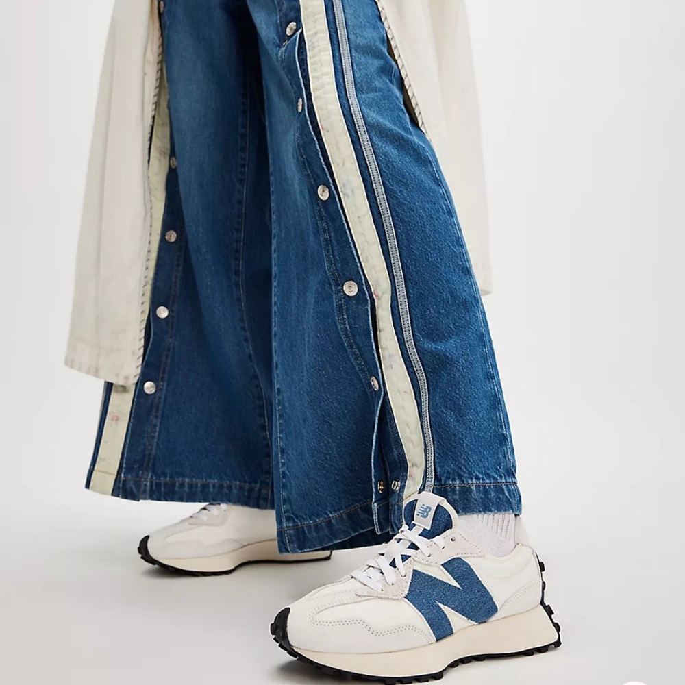 New Balance White and Blue Sneakers